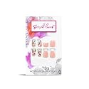 Secret Lives Glossy Reusable Artificial Fake False Press on Nails Golden Patches with Black Leaves Design 24 Pieces with Kit