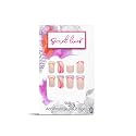 Secret Lives Glossy Reusable Artificial Fake False Lightweight &amp; Long Lasting Press on Nails Pink Orange Strips Combo 24 PCS Set with Kit