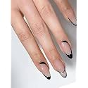 Secret Lives Glossy Reusable Artificial Translucent Pink Color with Black Design Press on nails 24 Pieces Set with Kit