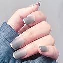Secret Lives Matte Reusable Artificial Square Shape Translucent Grey Color with Tips Design Press on nails 24 Pieces Set with Kit