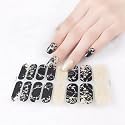 Secret Lives® Nail Sticker Set- black color golden glitter and sparkle design Quick & Easy Salon-Quality Manicures!- includes: nail file, prep pad, & cuticle stick.