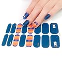 Secret Lives® Nail Sticker Set - Glittery Navy blue with semi glittery orange and white teddy desig- includes: nail file, prep pad, & cuticle stick.