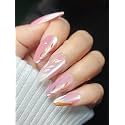 Secret Lives Pink Leaf &amp; Glitter Work Cat Eye Press-On Nails – 24PC Reusable Nail Set for Women &amp; Girls | Long-Lasting, Easy to Apply, Artificial Nail Extensions