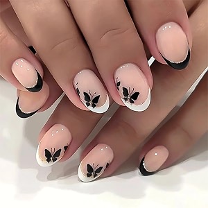 Secret Lives Round Nail Art - White-Edged
