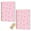 2 Packs Pink Bow Spiral Notebook College Ruled Trendy Notebook Journal