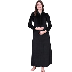 Secret Wish Solid Velvet Maternity Nighty Full