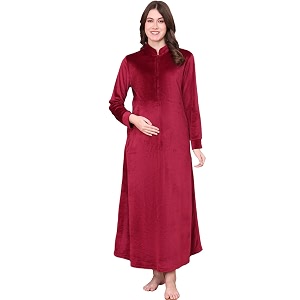 Secret Wish Solid Velvet Maternity Nighty Full