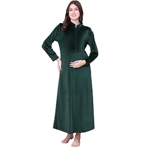 Secret Wish Solid Velvet Maternity Nighty Full