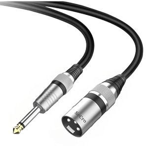 secro xlr male to 635mm 1434 mono male cable - professional low noise guitar microphone cable 10 meters