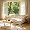 Sectional Couch Covers L Shaped Sofa Cover Blanket 2 Pieces 1OO% Waterproof Couch Cover for Dogs Pets Washable Chenille Sofa Slipovers 71"x118" + 71"x134" (XX-Large, Khaki Flower Shadow)