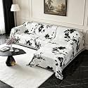 Sectional Couch Covers L Shaped Sofa Cover Blanket 2 Pieces 1OO% Waterproof Couch Cover for Dogs Pets Washable Chenille Sofa Slipovers 71"x118" + 71"x134" (XX-Large, Black Flower)