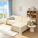 Sectional Couch Covers L Shaped Sofa Cover Blanket 2 Pieces 1OO% Waterproof Couch Cover for Dogs Pets Washable Chenille Sofa Slipovers 71"x118" + 71"x118" (X-Large, Khaki Geometric)