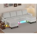 109" Sectional Couch with RGB Lights, 4-Seat Couches for Living Room