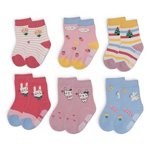 anti skid socks for baby boys amp baby girls age 0-1 yrs  1 to 3 yrs 3 to 5 yrs non slip grip  soft stretchable grip for crawling walking  breathable pack of 6