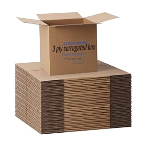 securement corrugated brown boxes for online sellingecommerce - 3 ply 150 gsm - 100 boxes 4 x 4 x 4 inch