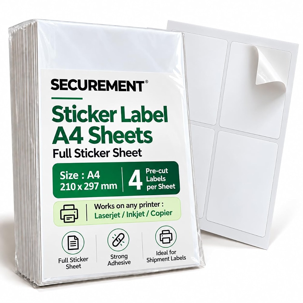 Secure Cut Labels Securement easyship Sticky Labels - A4 Size with 4 pre Cut Labels per ...