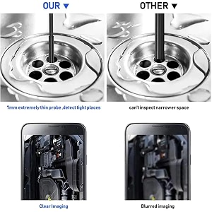 securinnov 2m endoscope camera flexible ip67 waterproof inspection 55mm  6 led borescope with 2m wire for android phonepctablet security type c app usb camera 2m endoscope