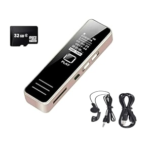 securinnov 32gb mini digital voice recorder memory  voice activated amp password protection  professional audio mp3 player recording device with microphone  lcd display  long battery life