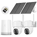 Security Cameras Wireless Outdoor 5G&amp; 2.4G, No Subscription, 2 Cam-Kit,4MP Solar Powered Home Security Cameras System With 360°PTZ,128GB Local Storage,Color Night Vision WiFi Cameras for Home Security