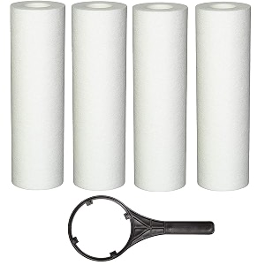 sediment cartridgefiltercandle set of 4 pcs  pp spun filter 10 inch 5 micron 10 inch spun filter pp spun cartridge compatible for 10 inch pre-filter housing of water purifier  pack of 4 spun
