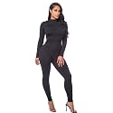 Women Autumn Long Sleeve High Neck Bodycon Tight Full Length Jumpsuits Rompers