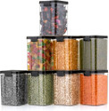 Sedulous Plastic Grocery Container  - 1000 ml (Pack of 8, Black)