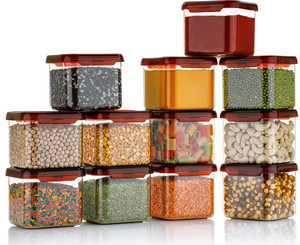 sedulous plastic grocery container  - 500 ml pack of 12 maroon