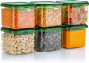 Sedulous Plastic Grocery Container  - 500 ml (Pack of 6, Green)