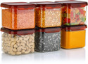 Sedulous Plastic Grocery Container  - 500 ml (Pack of 6, Maroon)