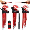 SEDY 30-Piece Long Arm Ball End L-Hex &amp; Torx Key Set with Grip Handle, Ultimate Hex Key Wrench Set with T-Handle and Extension Bars, SAE 1/16" to 3/8", Metric 1.5mm to 10mm, Torx T10 to T50
