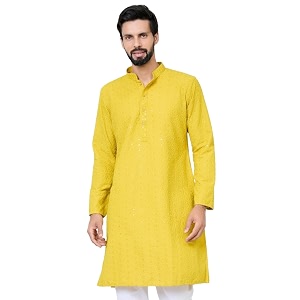 See Designs Mens Full Sleeve Mandarin Collar
