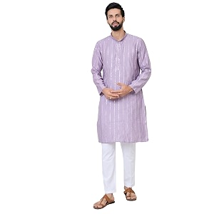 See Designs Mens Full Sleeve Mandarin Collar