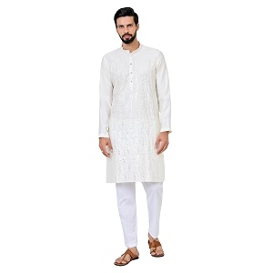 See Designs Mens Full Sleeve Mandarin Collar
