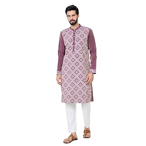 See Designs Mens Full Sleeve Mandarin Collar