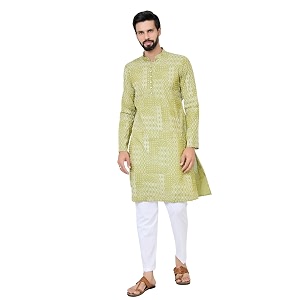 See Designs Mens Full Sleeve Mandarin Collar