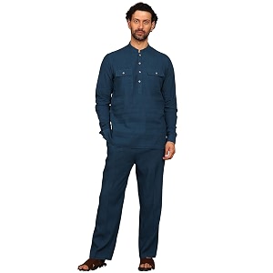 See Designs Mens Full Sleeve Mandarin Collar