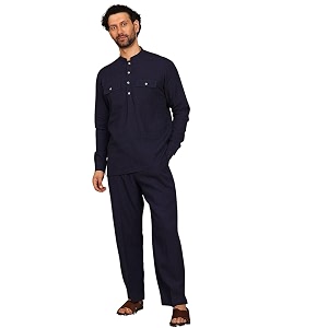 See Designs Mens Full Sleeve Mandarin Collar