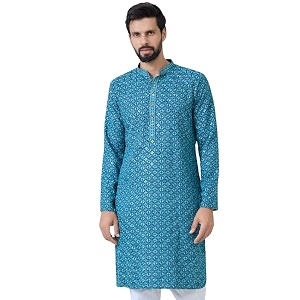 See Designs Mens Full Sleeve Mandarin Collar