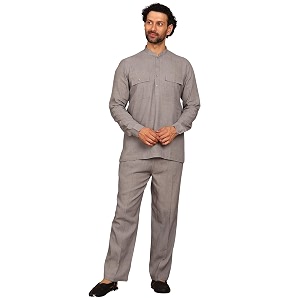 See Designs Mens Full Sleeve Mandarin Collar