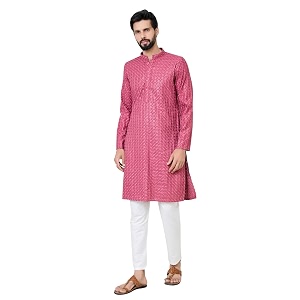 See Designs Mens Full Sleeve Mandarin Collar