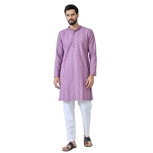 See Designs Mens Full Sleeve Mandarin Collar