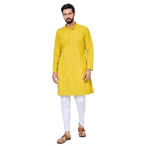 See Designs Mens Full Sleeve Mandarin Collar