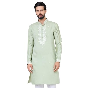 See Designs Mens Full Sleeve Mandarin Collar