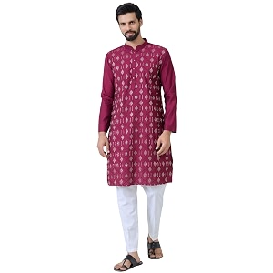 See Designs Mens Full Sleeve Mandarin Collar