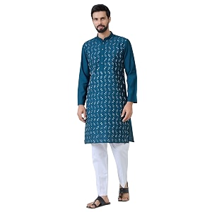 See Designs Mens Full Sleeve Mandarin Collar