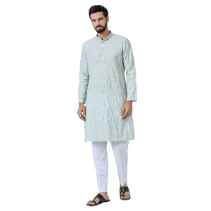 See Designs Mens Full Sleeve Mandarin Collar