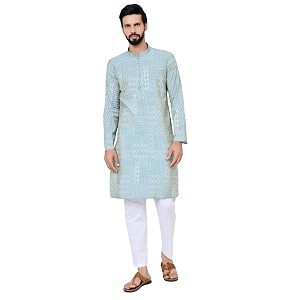 See Designs Mens Full Sleeve Mandarin Collar