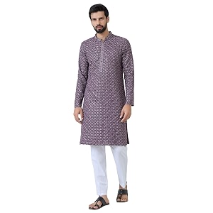 See Designs Mens Full Sleeve Mandarin Collar