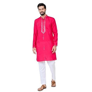 See Designs Mens Full Sleeve Mandarin Collar