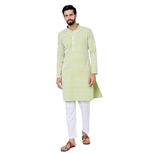 See Designs Mens Full Sleeve Mandarin Collar
